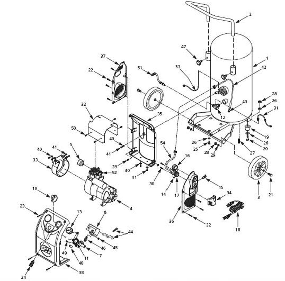 Hu350100, Hu350100av Tank Parts Diagram and Parts List for HU350100AV  Campbell Hausfeld Compressor